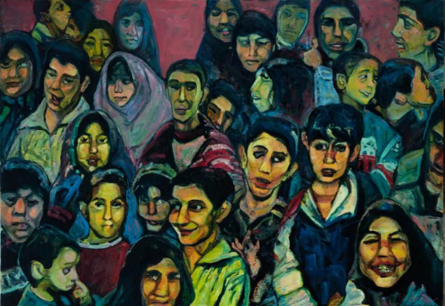 Crowding/ Oil on canvas/ H150 × W220 cm/ H59 ×W86.6 in/ 2021 - FARSHID SATIARVAND