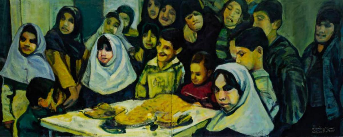 Yellow Faces/ Oil on canvas/ H80 × W200 cm/ H31.4 × W78.7 in/ 2020 - FARSHID SATIARVAND