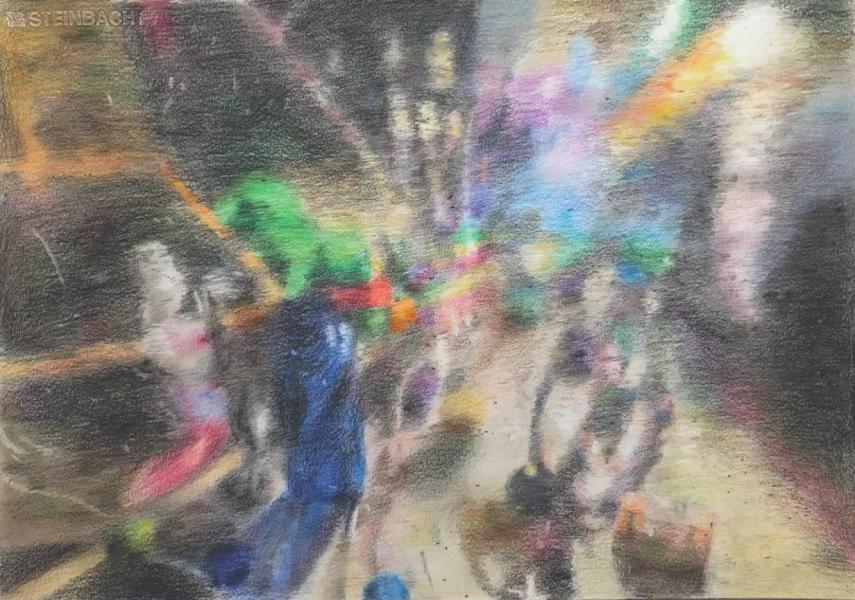 Rainbow/ Pencil on Cardboard/ H 34 x W 49 cm/ H 13.4 x W 19.3 in/ 2021