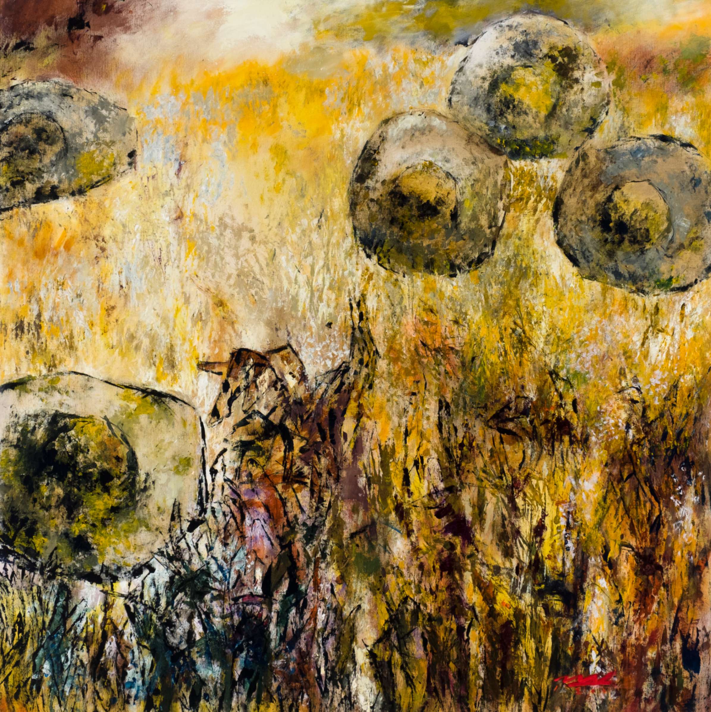 THE HARVEST 1/ Acrylic on Canvas/ H 160 x W 160 cm/ H 63 x W 63 in/ 2021	 - KARIM NASR