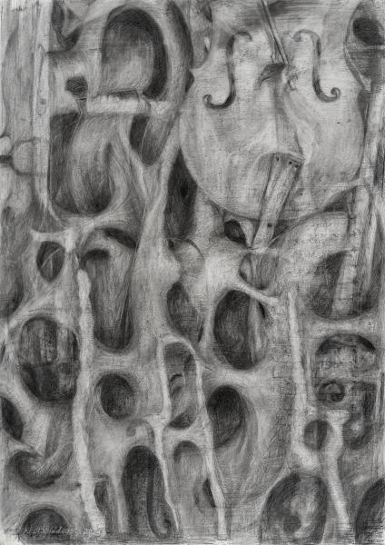 Untitled 15/ Pencil on Cardboard/ H 69 × W 49 cm/ H 27.1 × W 19.2 in/ 2023	