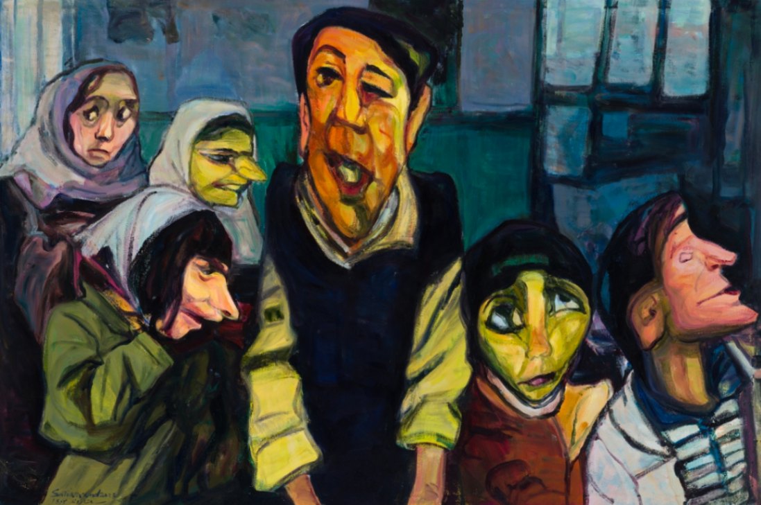 Group of Friends/ Oil on Canvas/ H 100 x W 150 cm/ H 39.3 × W 58.9 in/ 2023